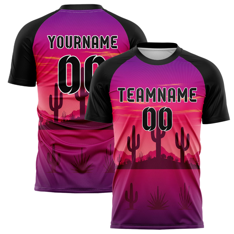 Hot Pink Saguaro Desert Skyline Design 15-0471 individuelles Fußballtrikot main