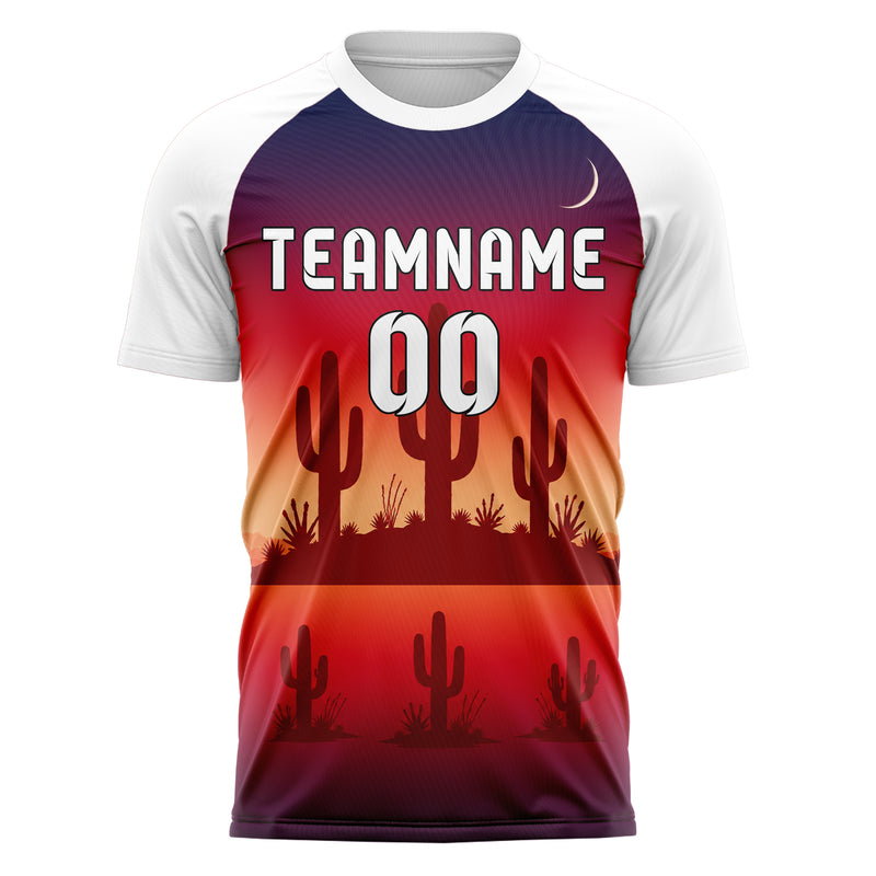 Rot Saguaro Desert Skyline Design 15-0473 individuelles Fußballtrikot front