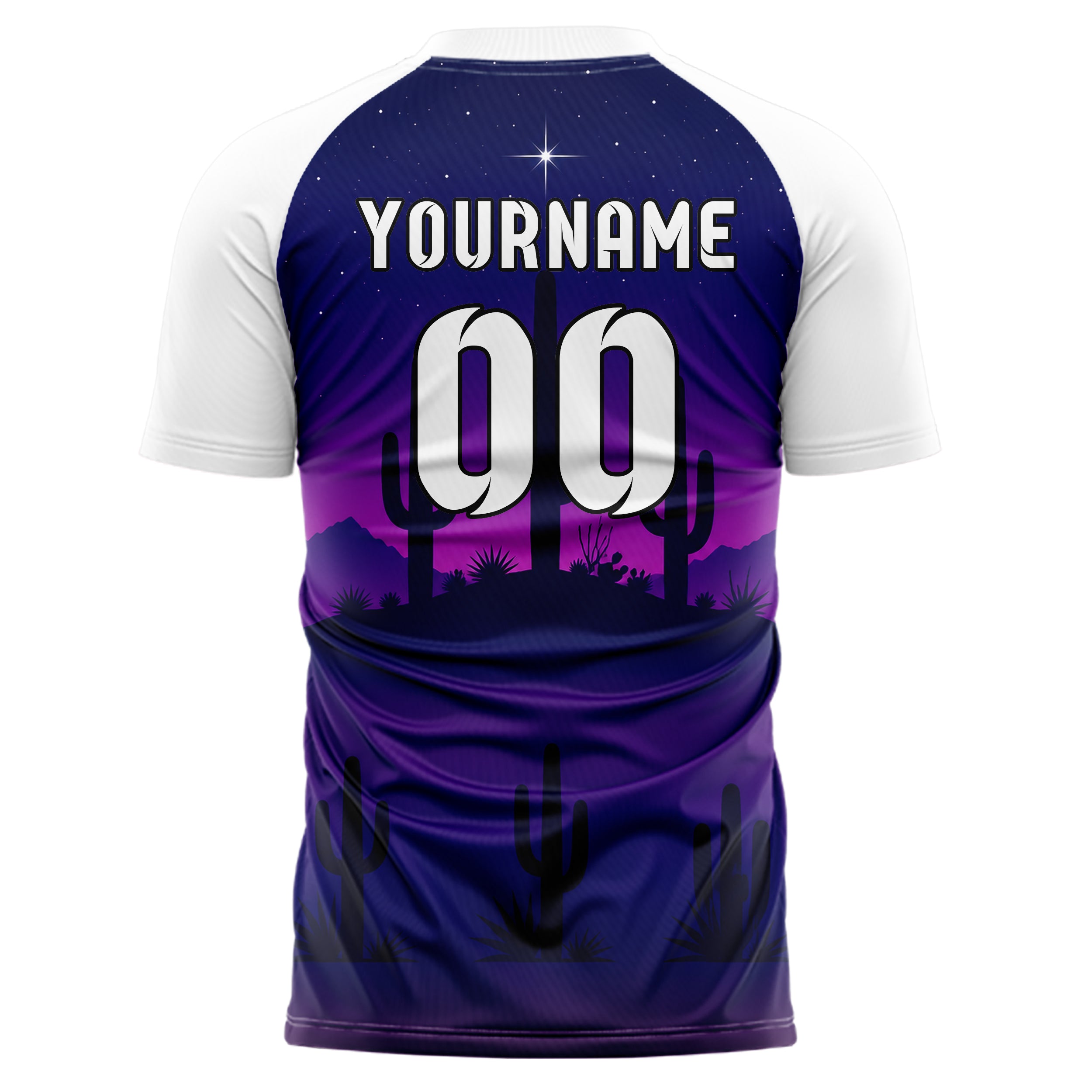 Marineblau Saguaro Desert Skyline Design 15-0479 individuelles Fußballtrikot back