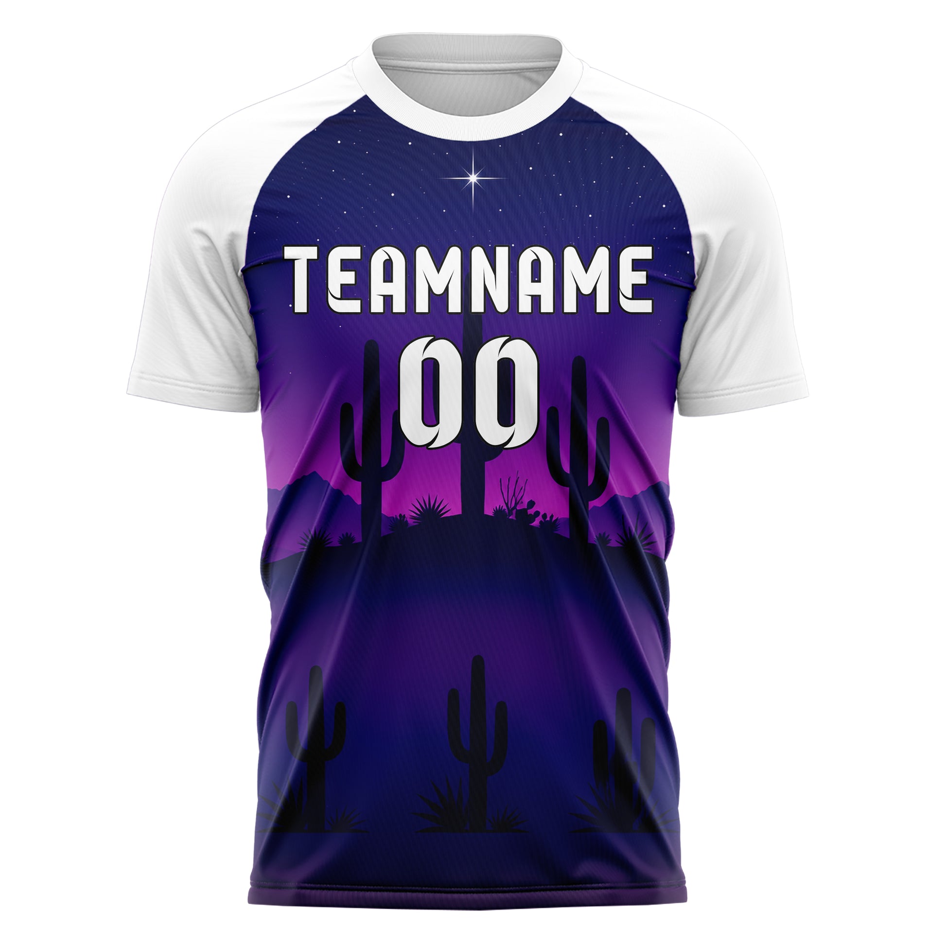 Marineblau Saguaro Desert Skyline Design 15-0479 individuelles Fußballtrikot front