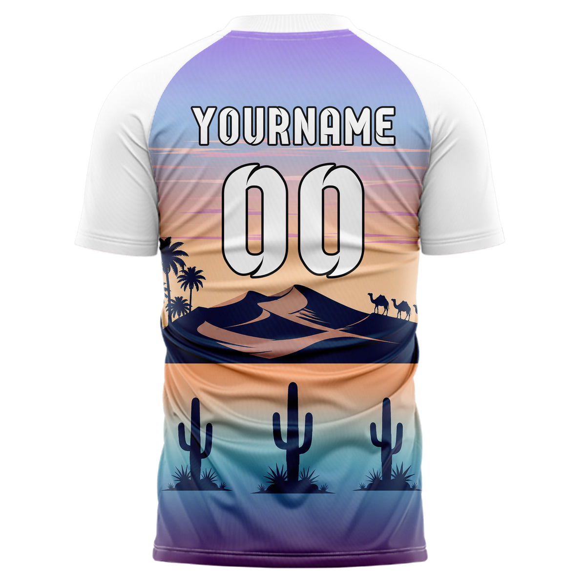 Hellblau Sahara Skyline Design 15-0484 individuelles Fußballtrikot back