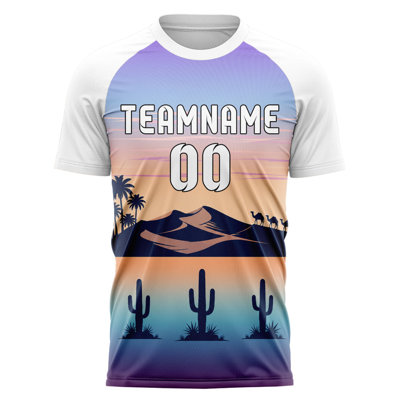 Hellblau Sahara Skyline Design 15-0484 individuelles Fußballtrikot front
