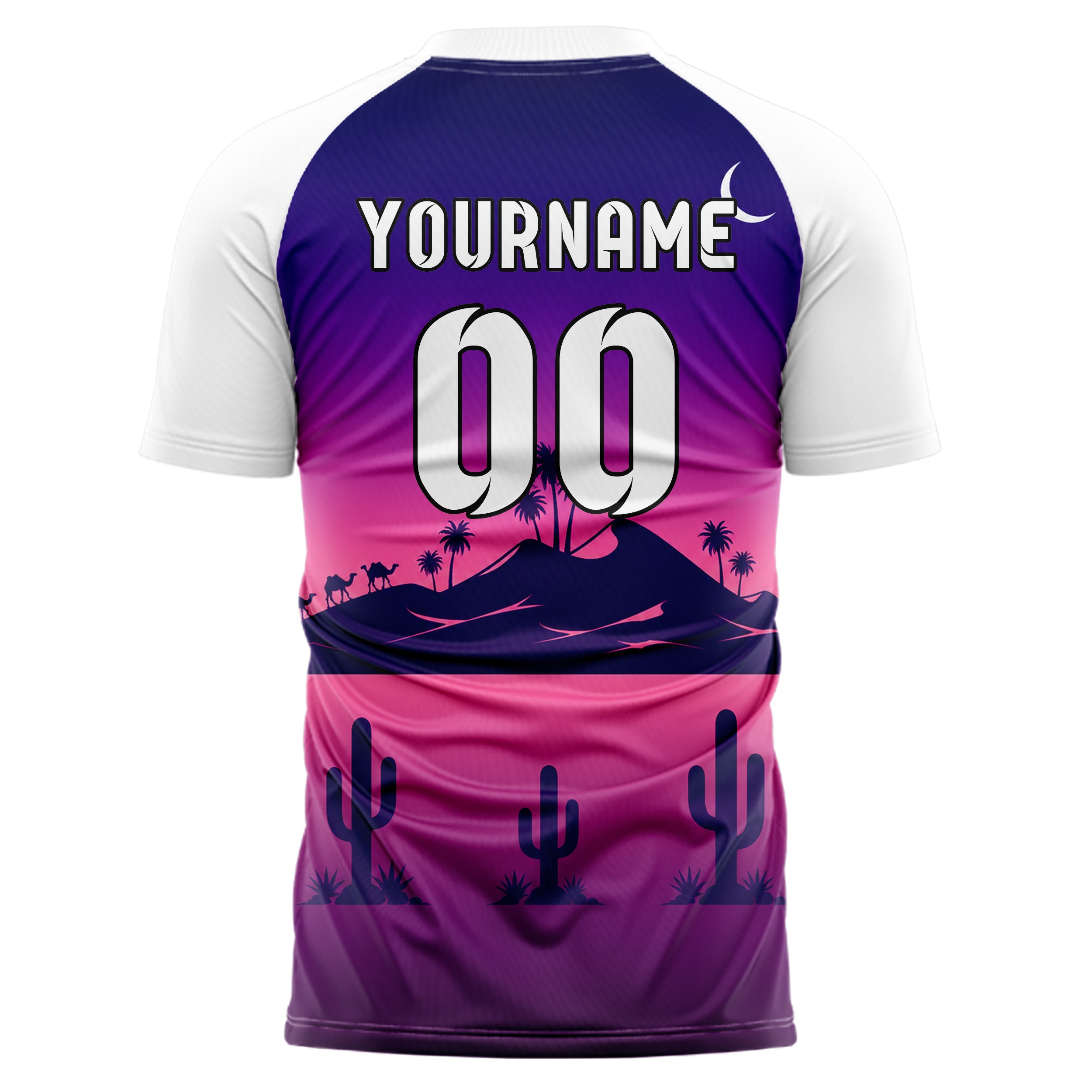 Lila Sahara Skyline Design 15-0486 individuelles Fußballtrikot back