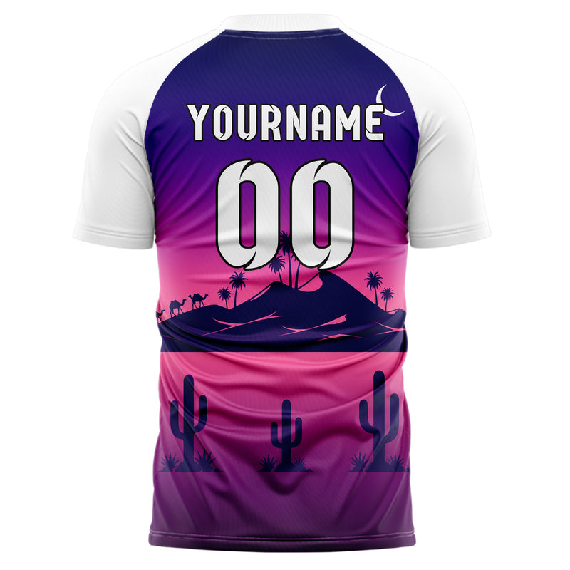 Lila Sahara Skyline Design 15-0486 individuelles Fußballtrikot back