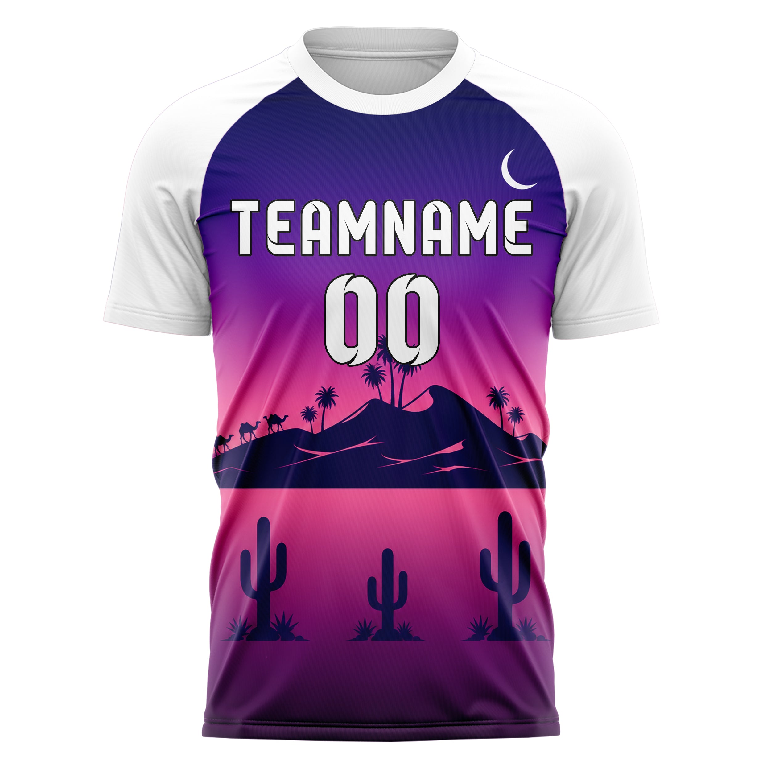 Lila Sahara Skyline Design 15-0486 individuelles Fußballtrikot front