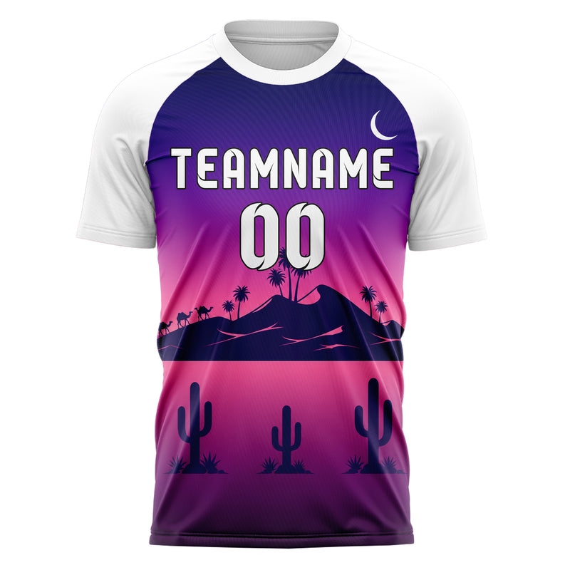 Lila Sahara Skyline Design 15-0486 individuelles Fußballtrikot front