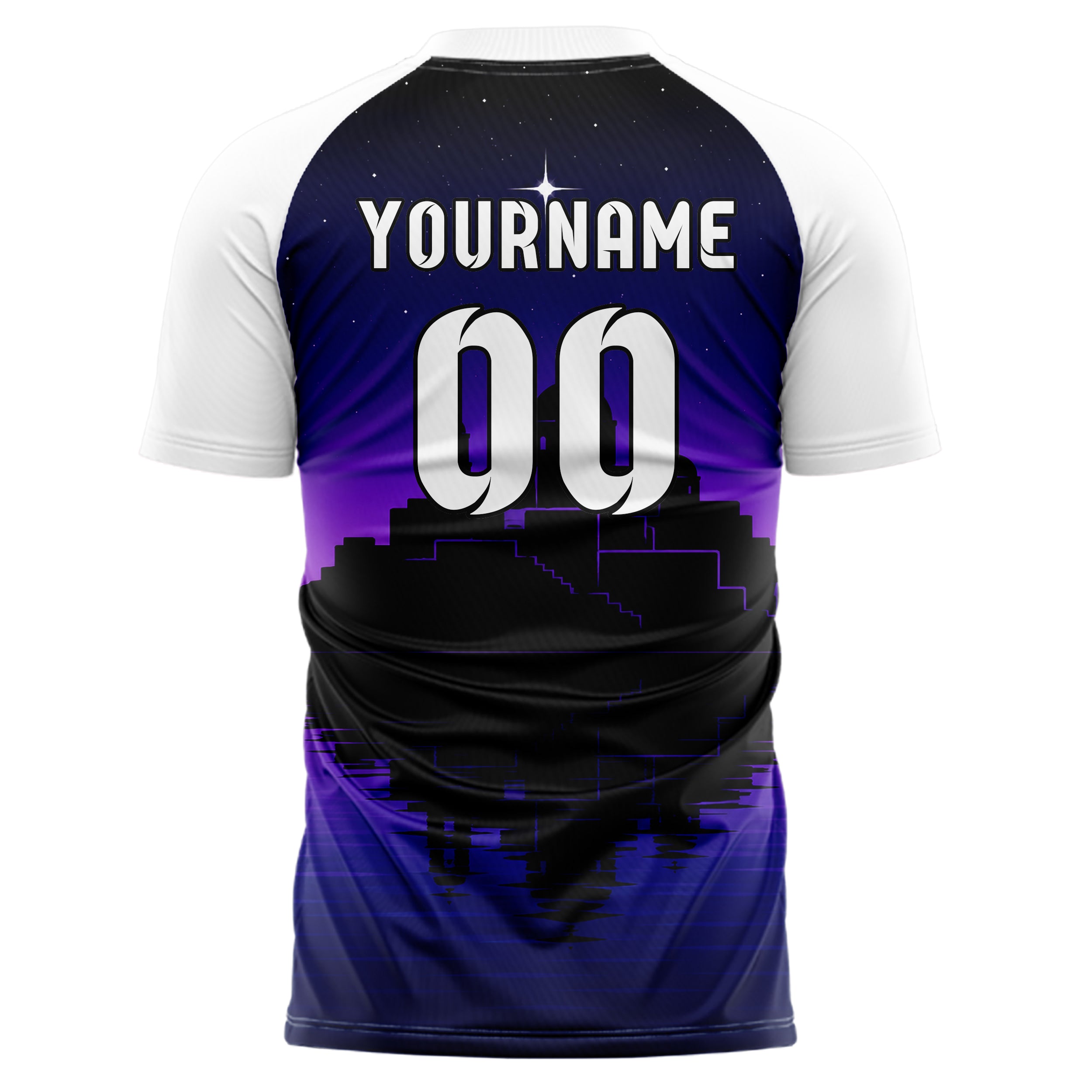 Schwarz Santorini Skyline Design 15-0448 individuelles Fußballtrikot back