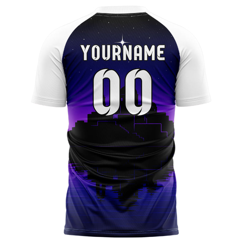 Schwarz Santorini Skyline Design 15-0448 individuelles Fußballtrikot back