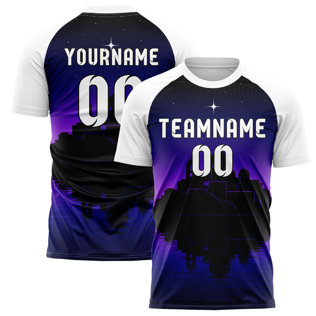 Schwarz Santorini Skyline Design 15-0448 individuelles Fußballtrikot main