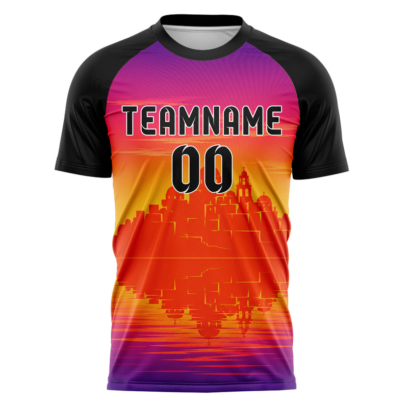 Orange Santorini Skyline Design 15-0442 individuelles Fußballtrikot front