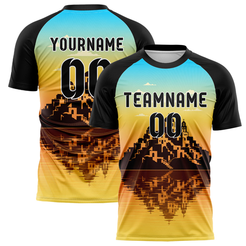 Gelb Santorini Skyline Design 15-0445 individuelles Fußballtrikot main
