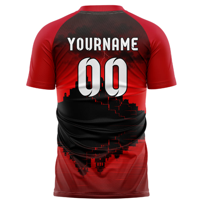 Schwarz Santorini Skyline Design 15-0447 individuelles Fußballtrikot back