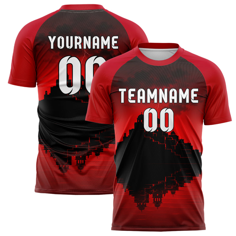 Schwarz Santorini Skyline Design 15-0447 individuelles Fußballtrikot main
