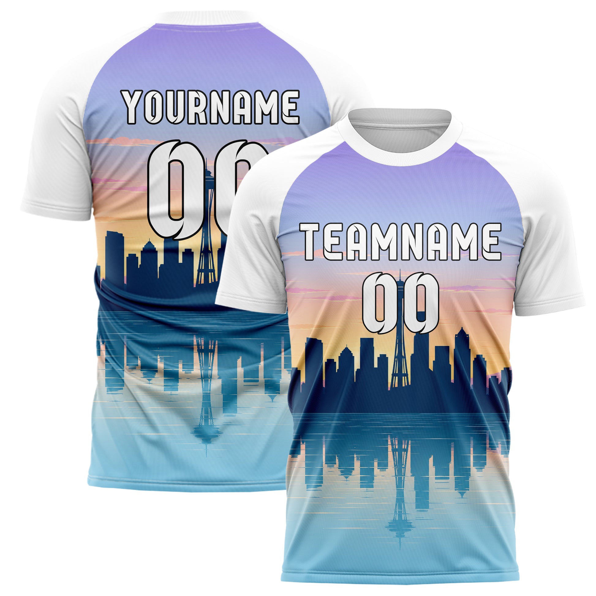 Hellblau Seattle Skyline Design 15-0054 individuelles Fußballtrikot main