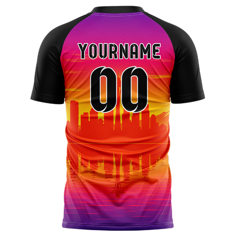 Orange Seattle Skyline Design 15-0052 individuelles Fußballtrikot back