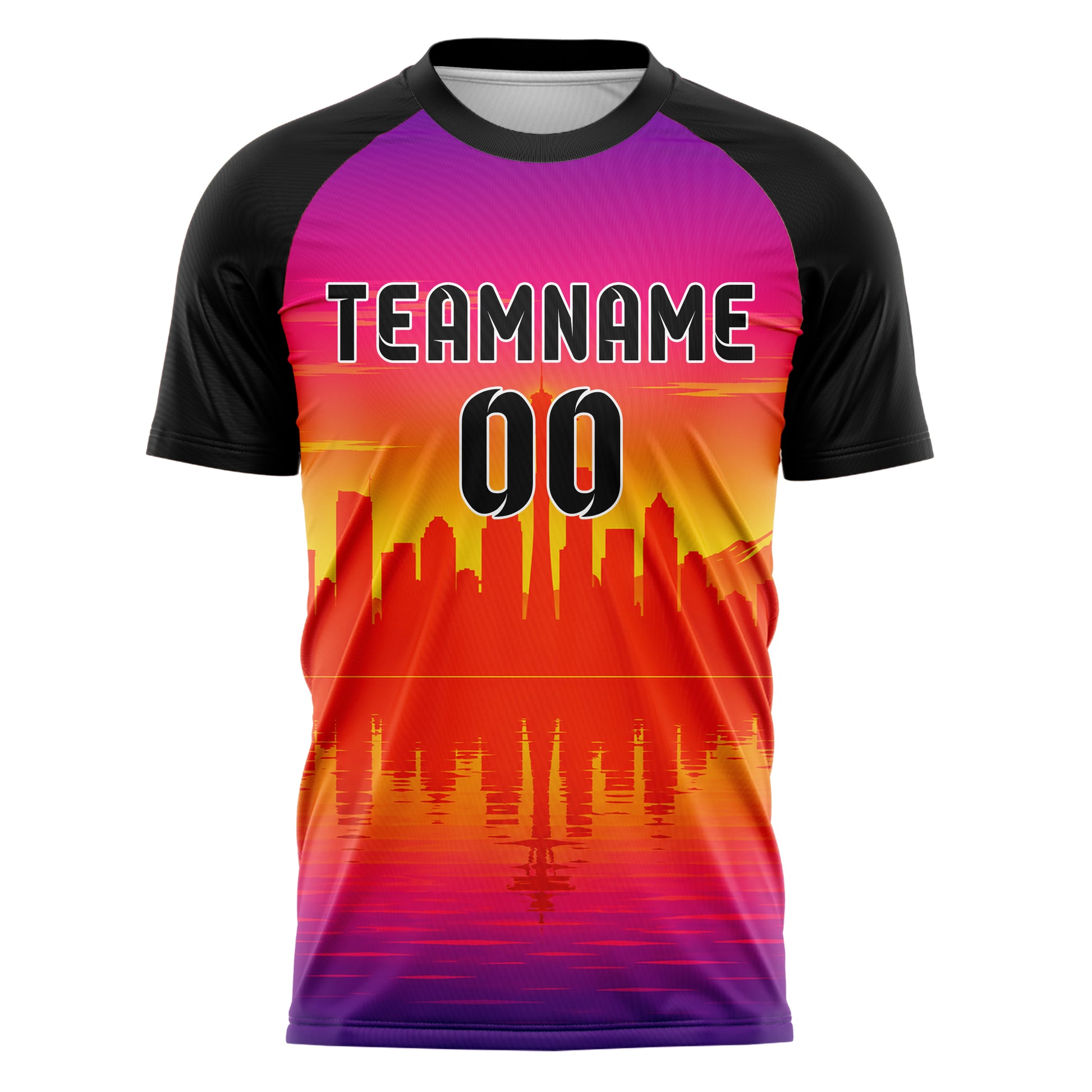 Orange Seattle Skyline Design 15-0052 individuelles Fußballtrikot front