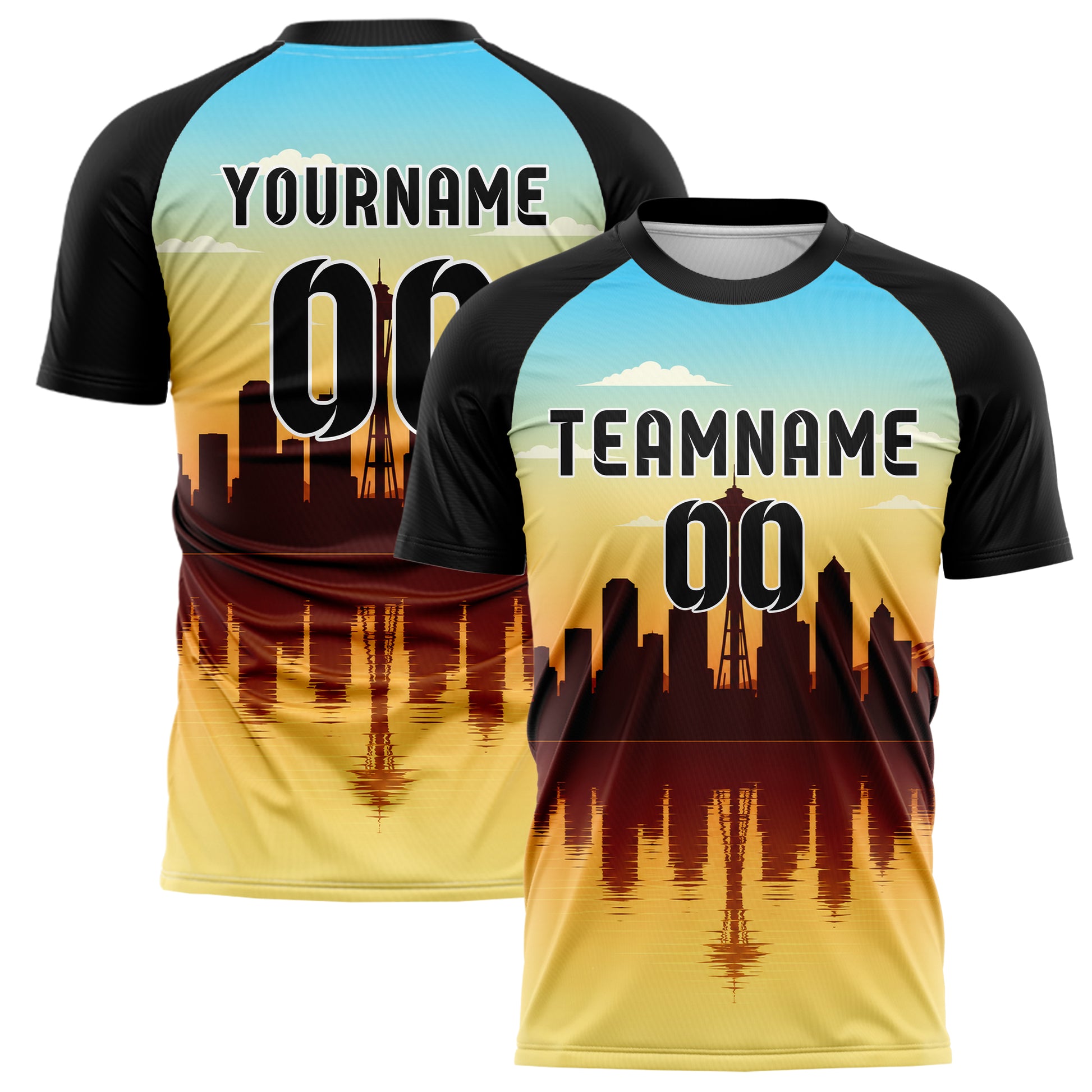 Gelb Seattle Skyline Design 15-0055 individuelles Fußballtrikot main