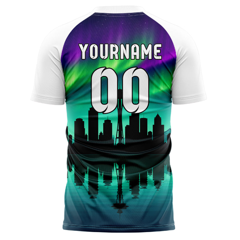 Petrol Seattle Skyline Design 15-0060 individuelles Fußballtrikot back