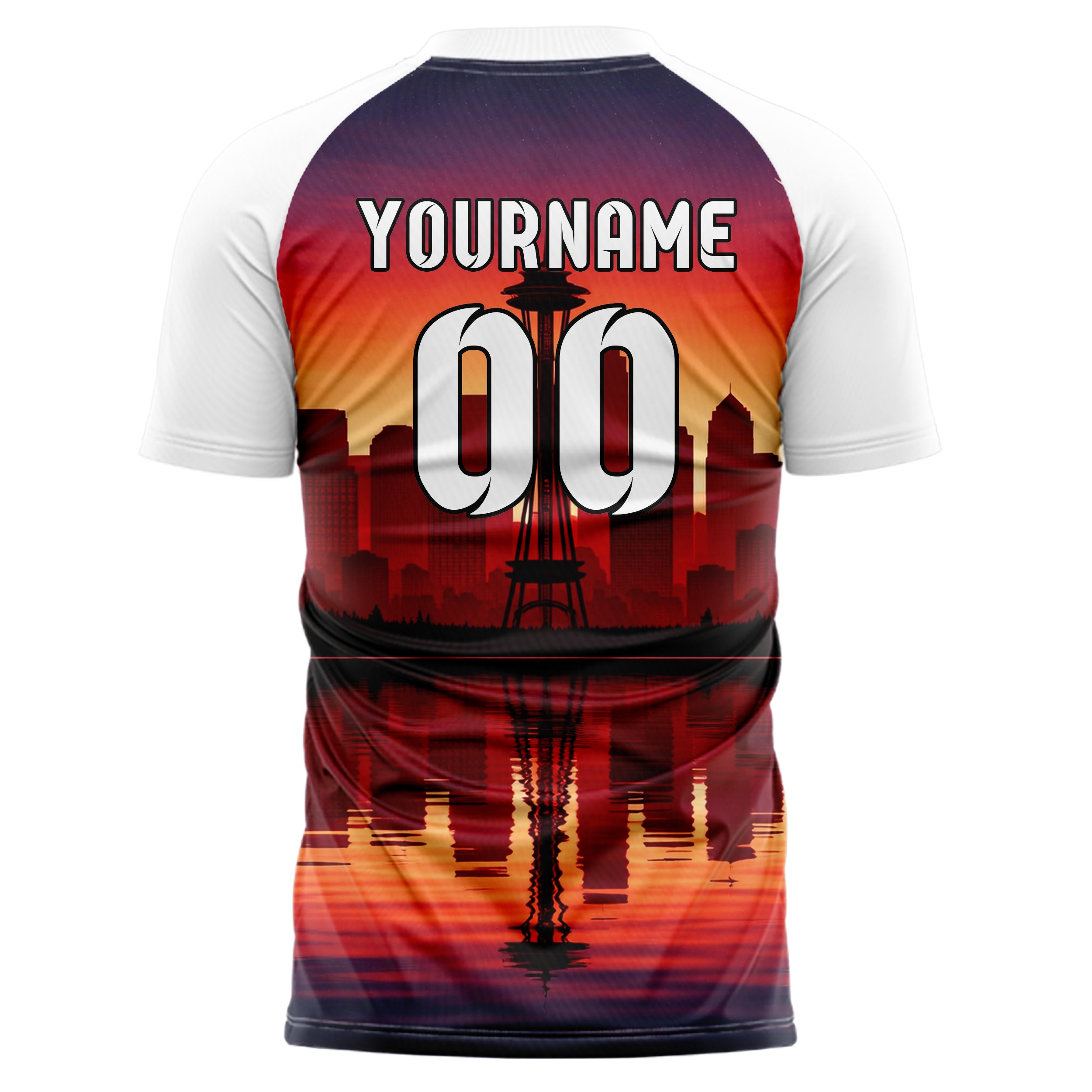 Rot Seattle Skyline Design 15-0053 individuelles Fußballtrikot back