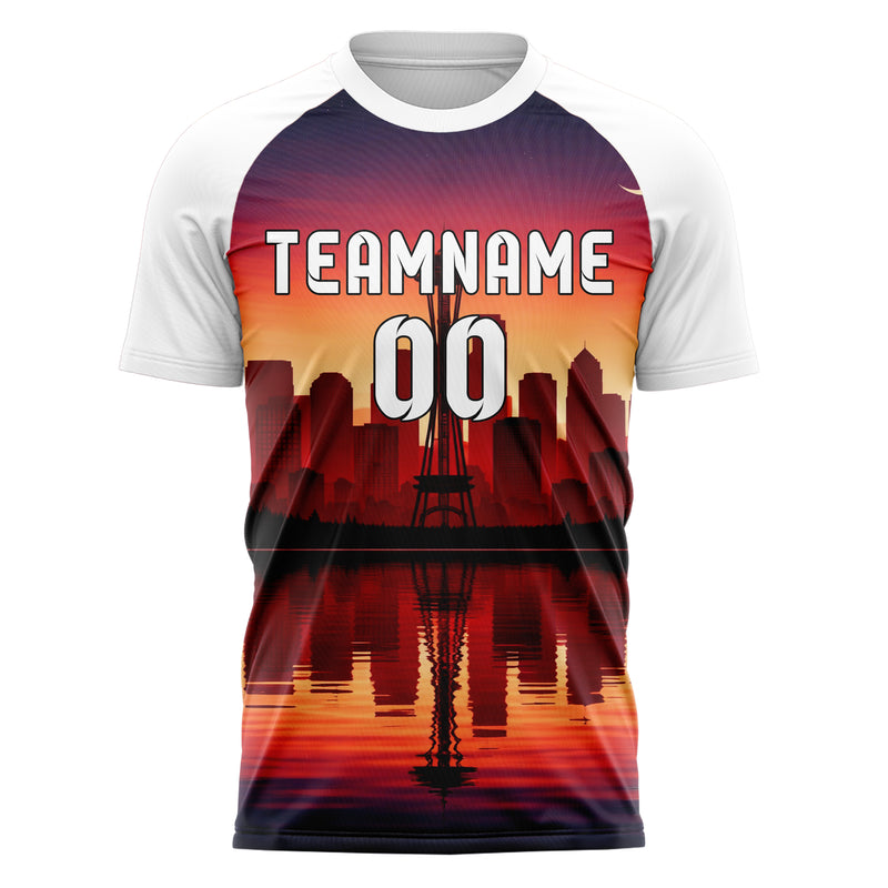 Rot Seattle Skyline Design 15-0053 individuelles Fußballtrikot front