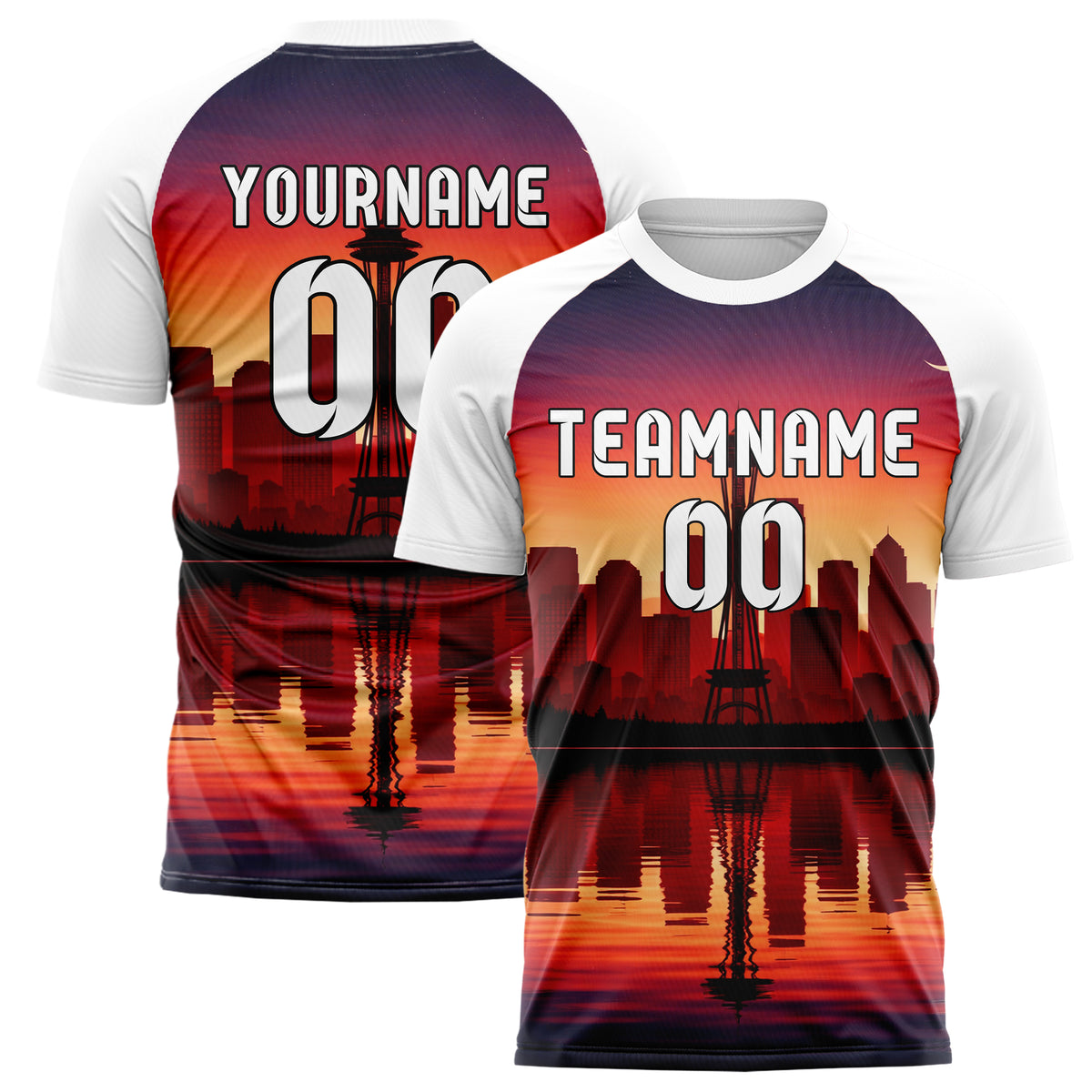 Rot Seattle Skyline Design 15-0053 individuelles Fußballtrikot main