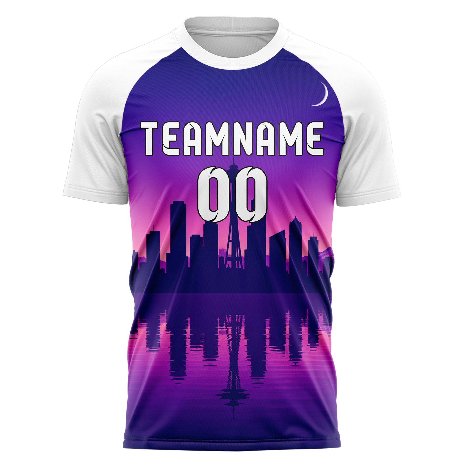 Lila Seattle Skyline Design 15-0056 individuelles Fußballtrikot front