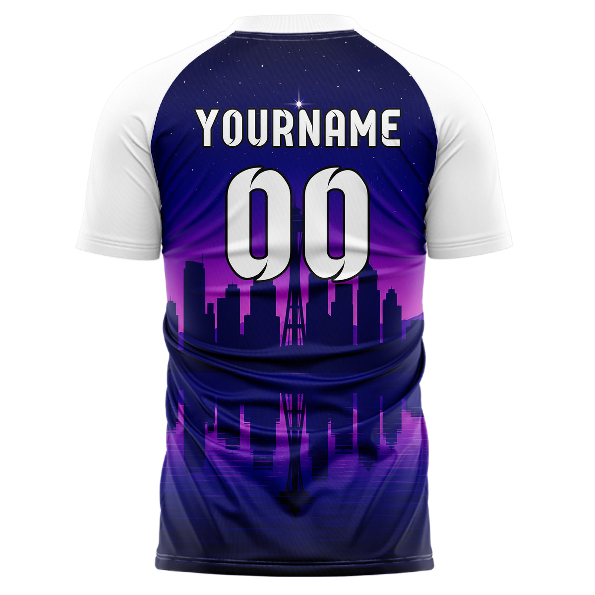 Marineblau Seattle Skyline Design 15-0059 individuelles Fußballtrikot back