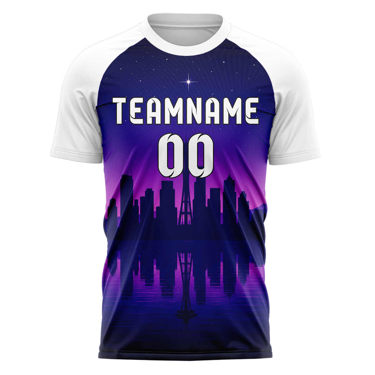 Marineblau Seattle Skyline Design 15-0059 individuelles Fußballtrikot front