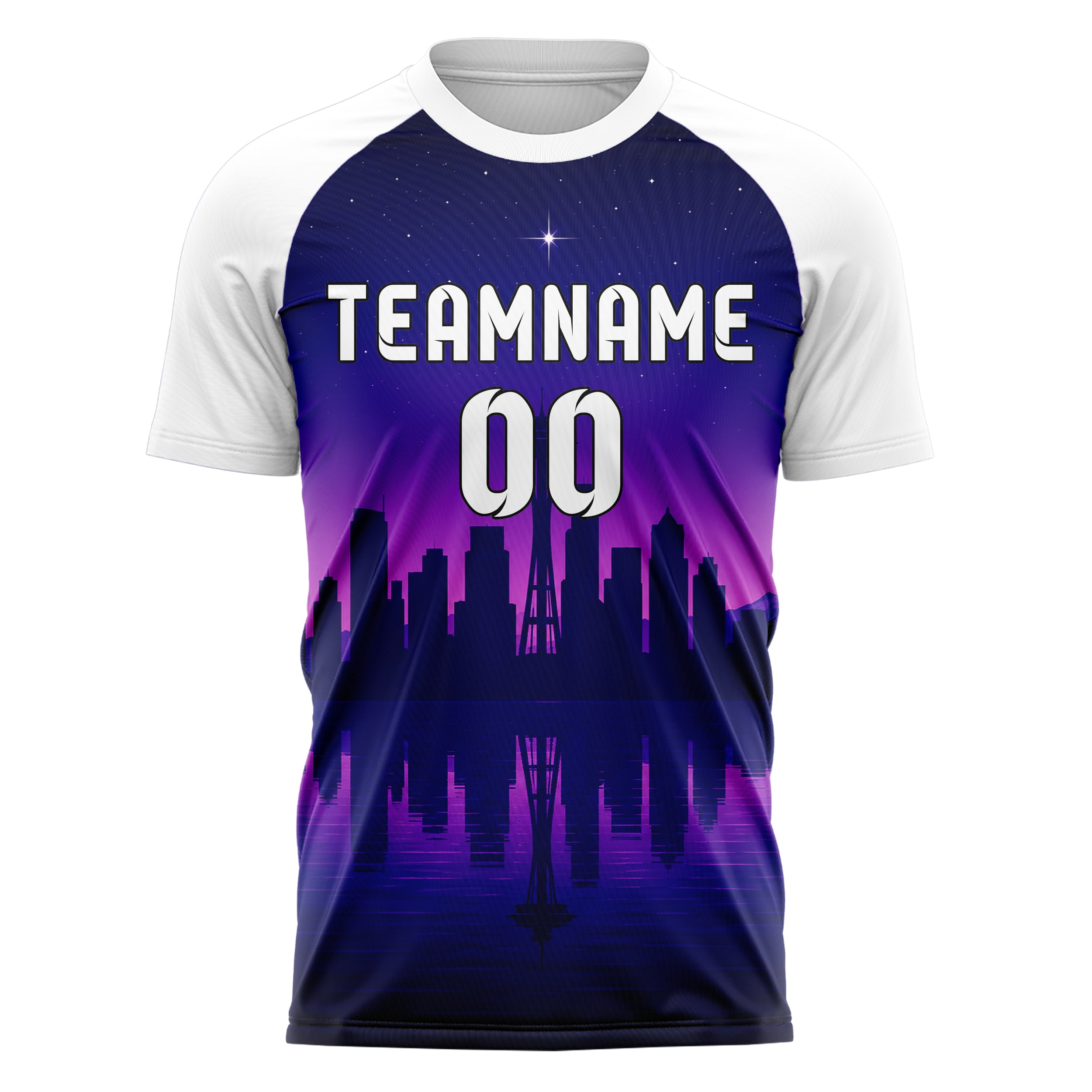 Marineblau Seattle Skyline Design 15-0059 individuelles Fußballtrikot front