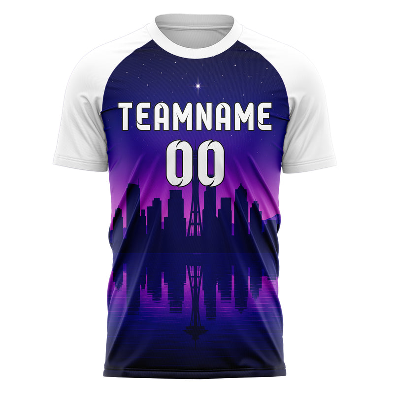 Marineblau Seattle Skyline Design 15-0059 individuelles Fußballtrikot front