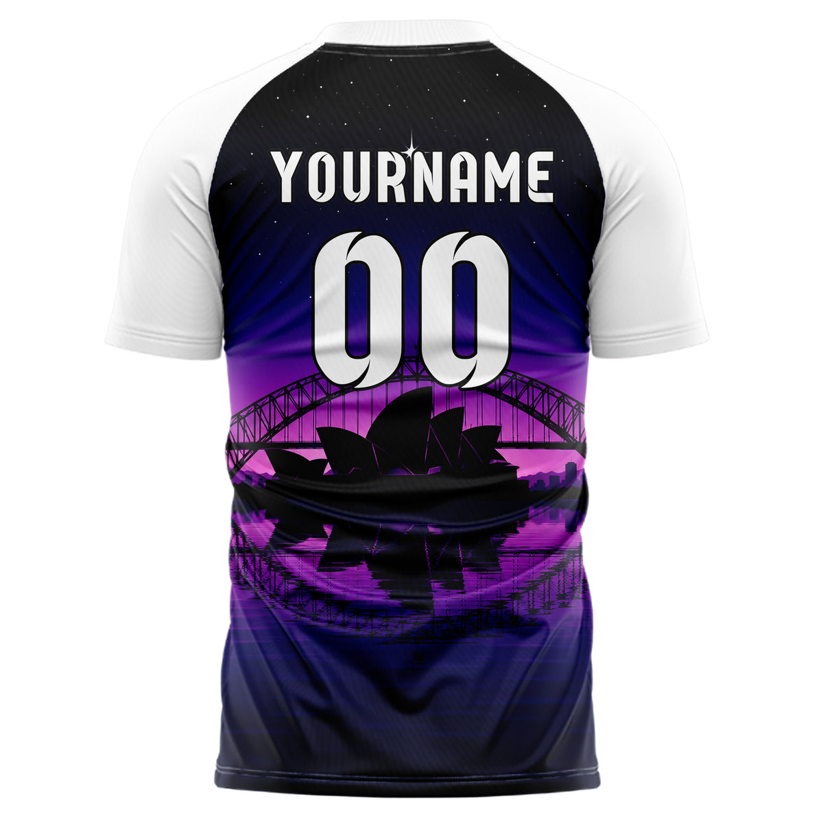 Schwarz Sydney Skyline Design 15-0288 individuelles Fußballtrikot back