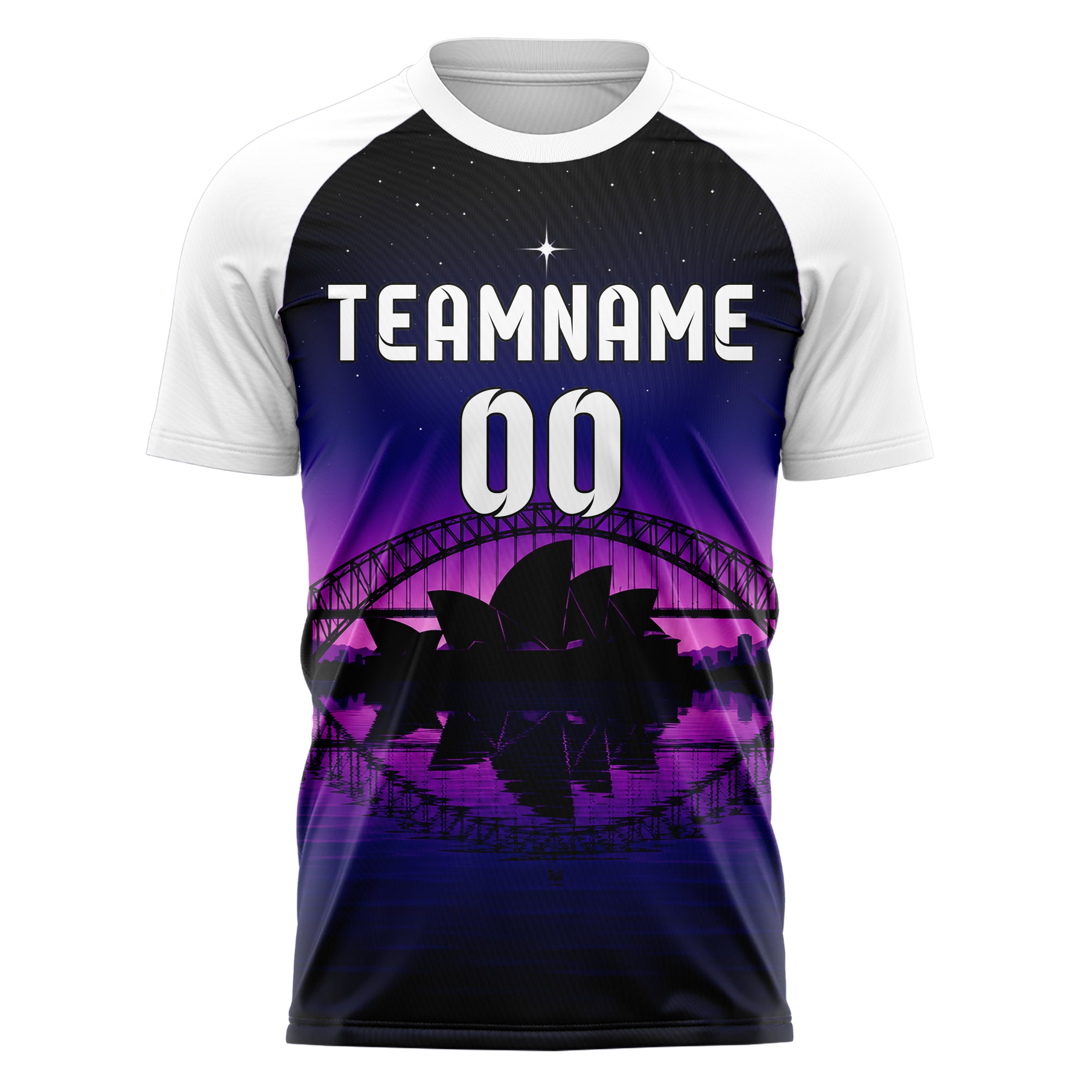Schwarz Sydney Skyline Design 15-0288 individuelles Fußballtrikot front