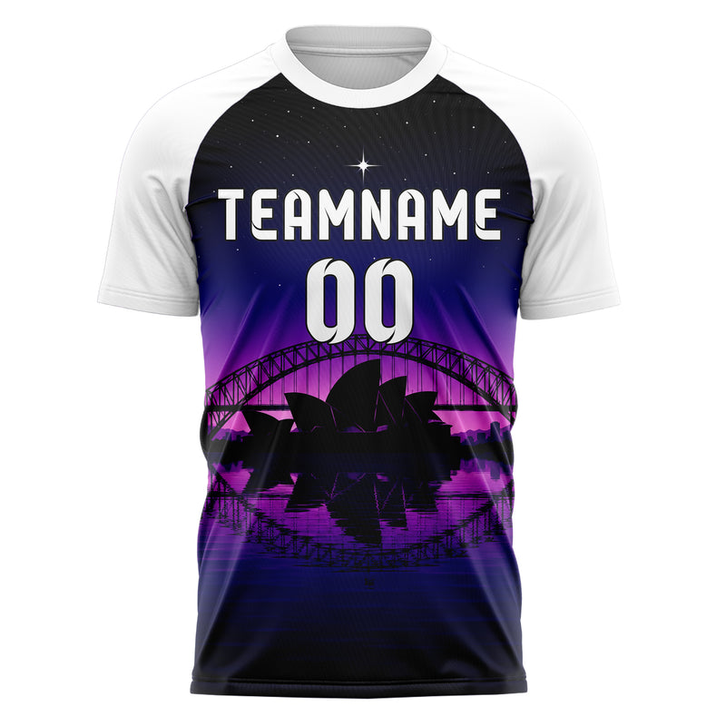Schwarz Sydney Skyline Design 15-0288 individuelles Fußballtrikot front