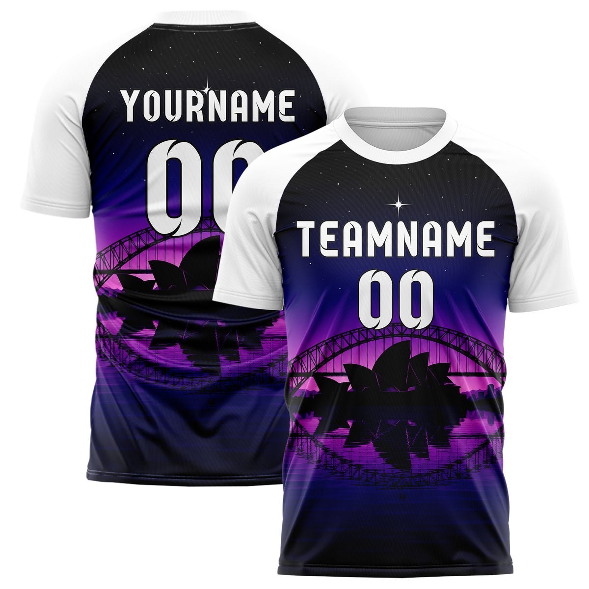 Schwarz Sydney Skyline Design 15-0288 individuelles Fußballtrikot main