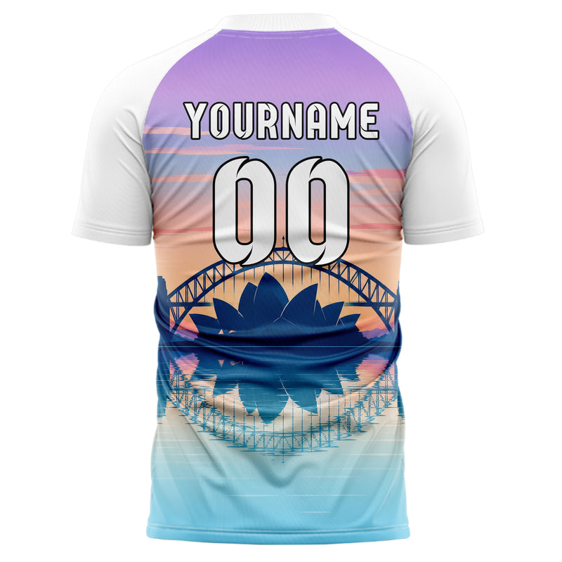 Hellblau Sydney Skyline Design 15-0284 individuelles Fußballtrikot back