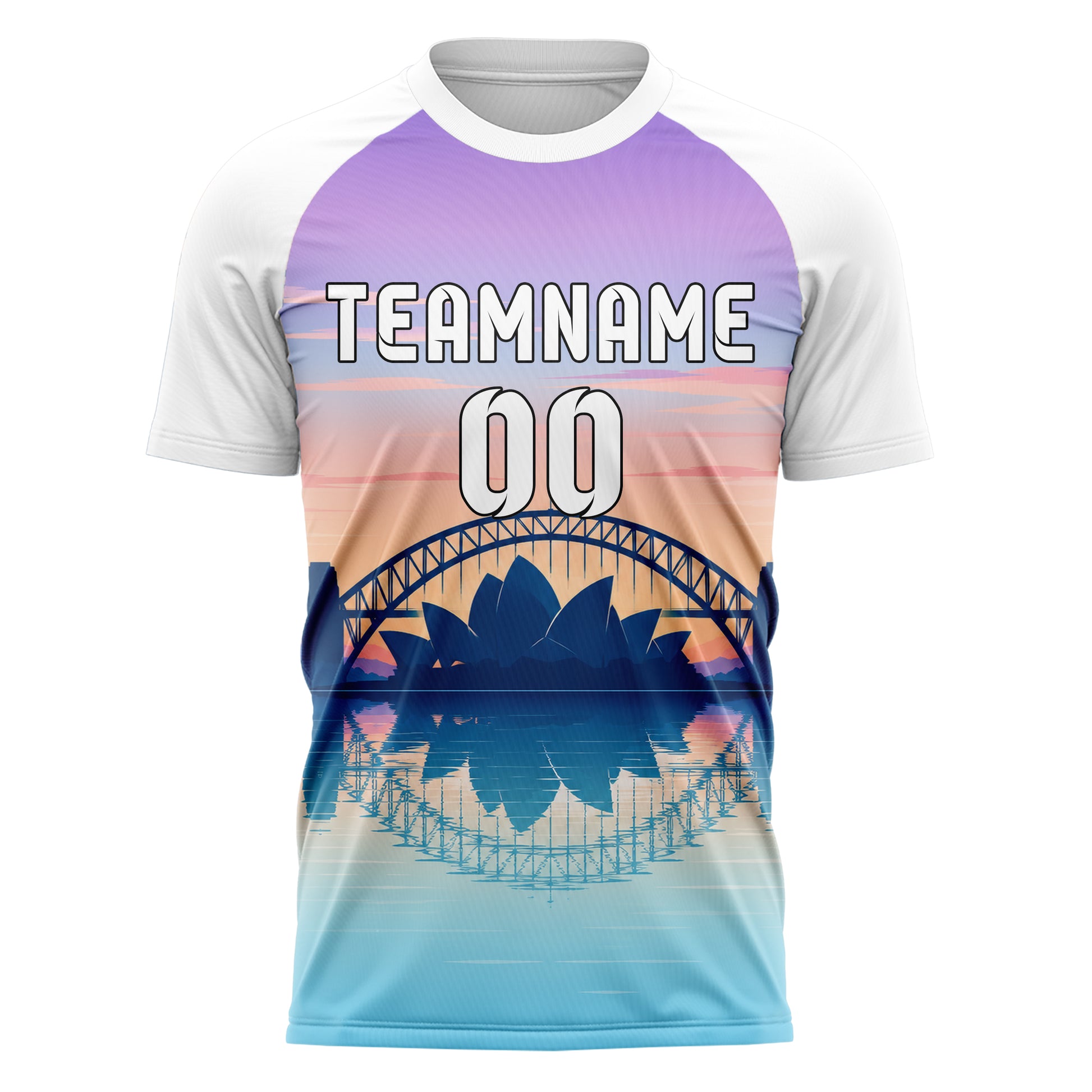Hellblau Sydney Skyline Design 15-0284 individuelles Fußballtrikot front