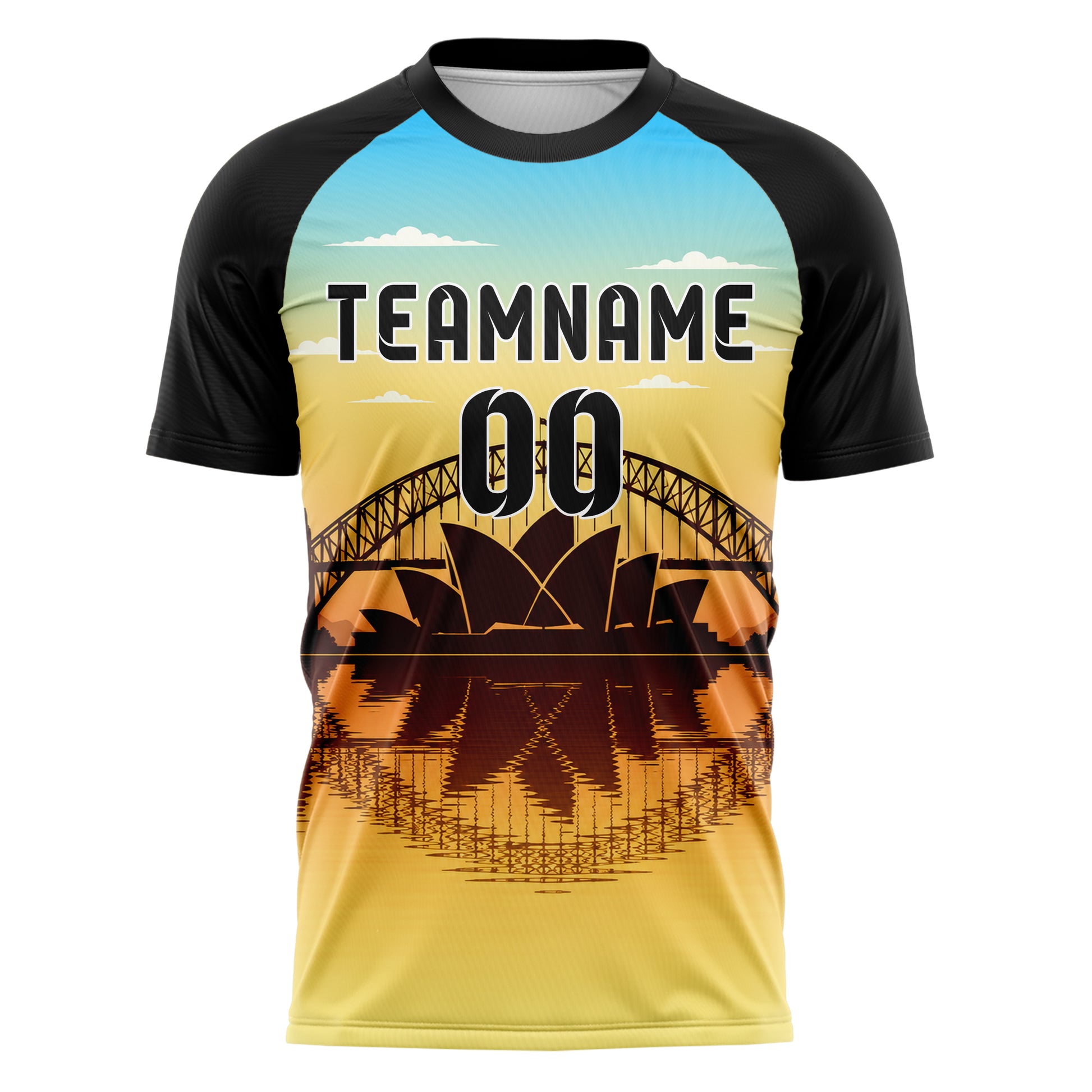Gelb Sydney Skyline Design 15-0285 individuelles Fußballtrikot front