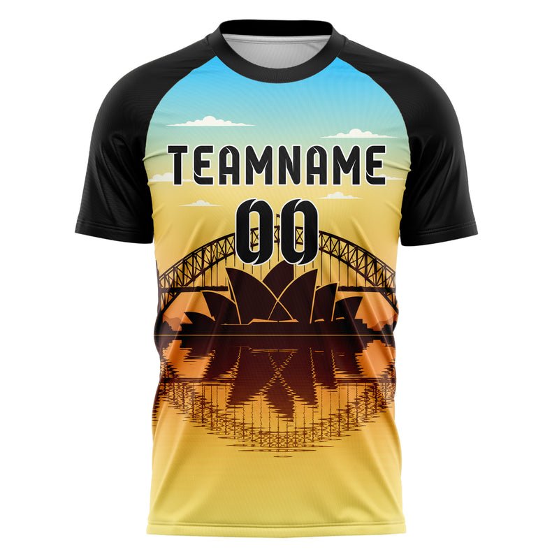 Gelb Sydney Skyline Design 15-0285 individuelles Fußballtrikot front
