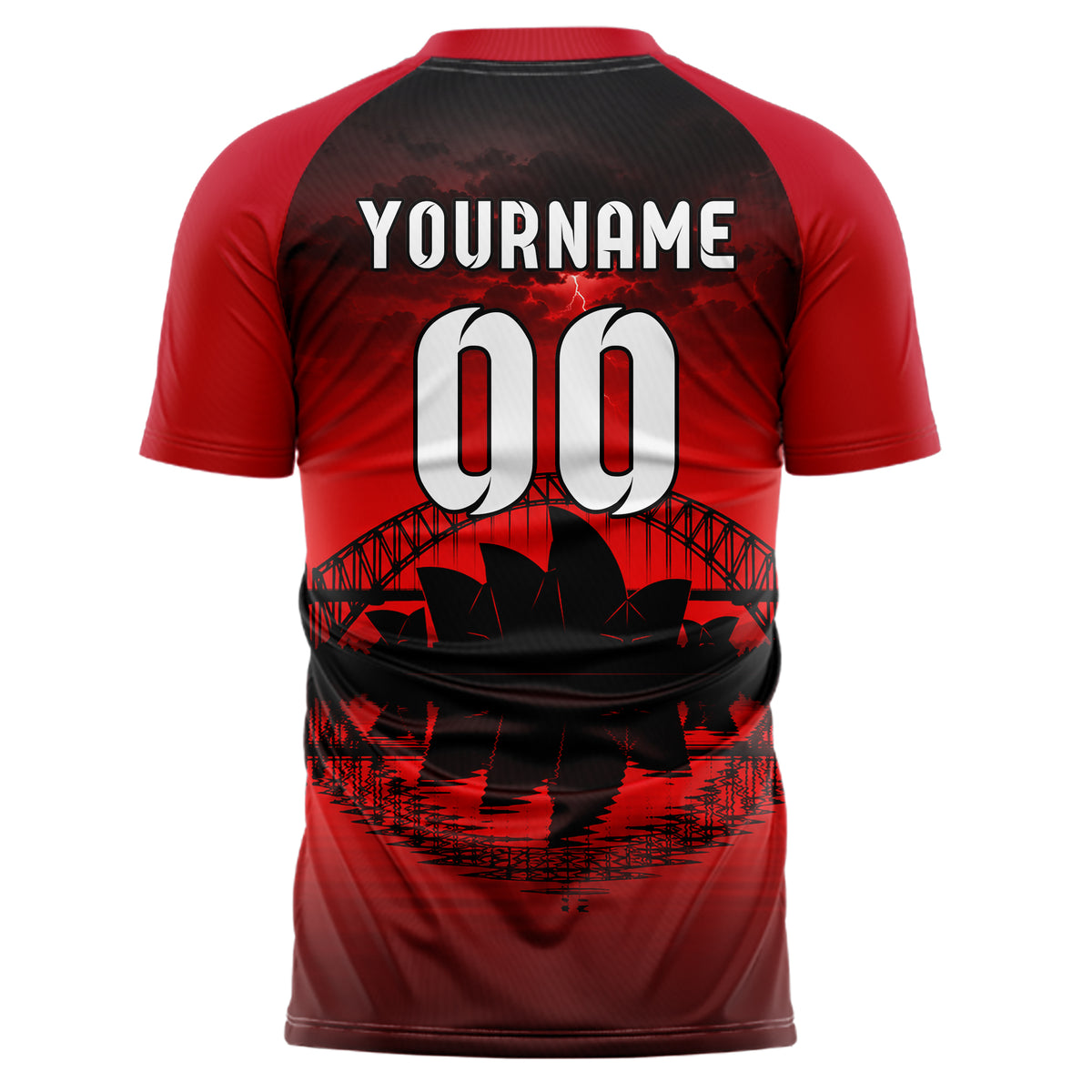 Schwarz Sydney Skyline Design 15-0287 individuelles Fußballtrikot back