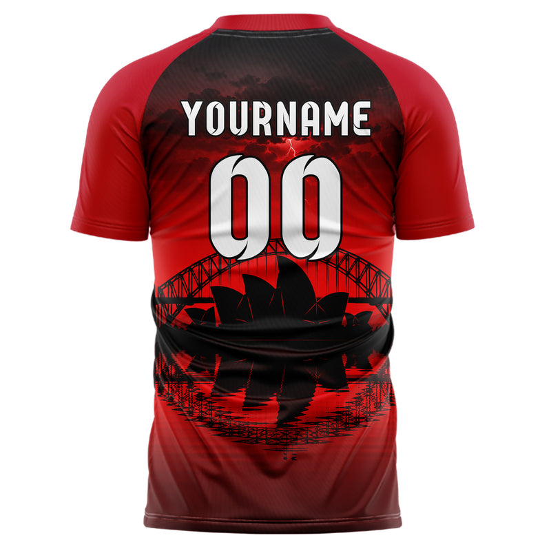 Schwarz Sydney Skyline Design 15-0287 individuelles Fußballtrikot back