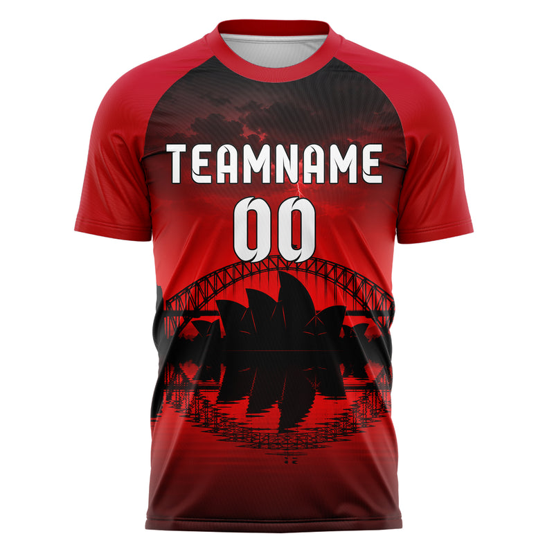 Schwarz Sydney Skyline Design 15-0287 individuelles Fußballtrikot front