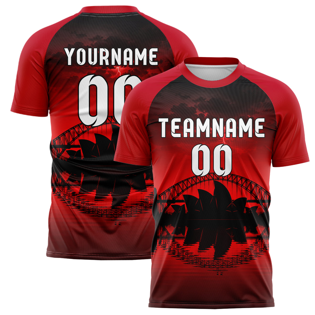 Schwarz Sydney Skyline Design 15-0287 individuelles Fußballtrikot main