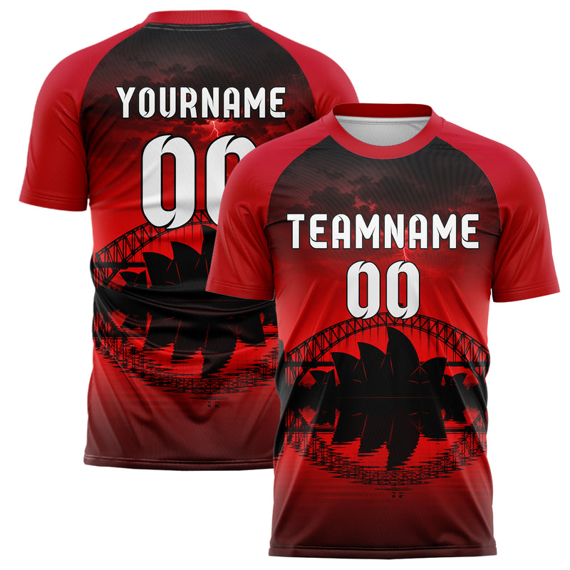 Schwarz Sydney Skyline Design 15-0287 individuelles Fußballtrikot main