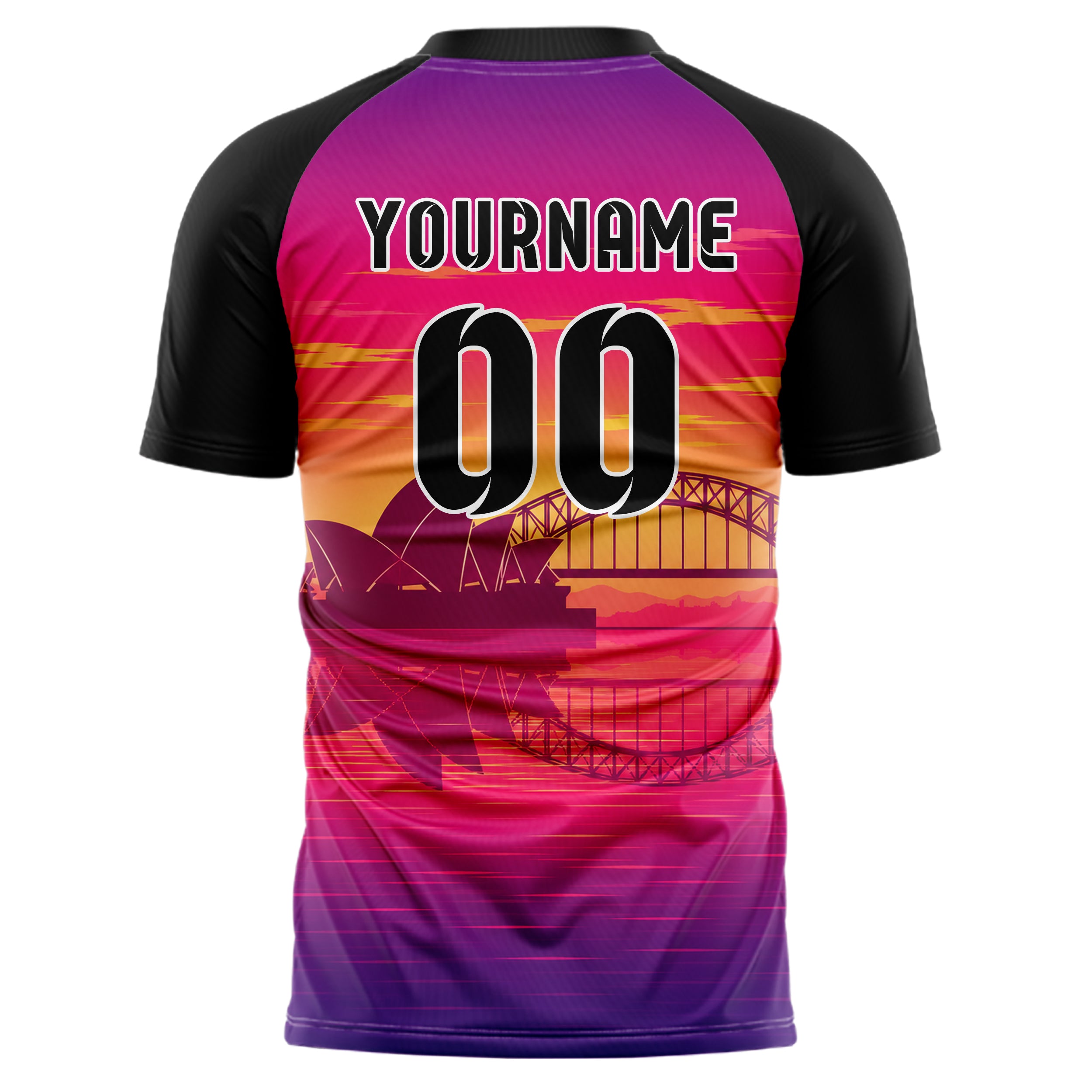 Hot Pink Sydney Skyline Design 15-0281 individuelles Fußballtrikot back
