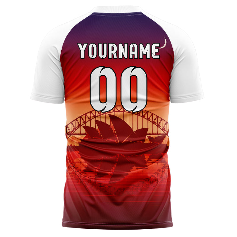 Rot Sydney Skyline Design 15-0283 individuelles Fußballtrikot back