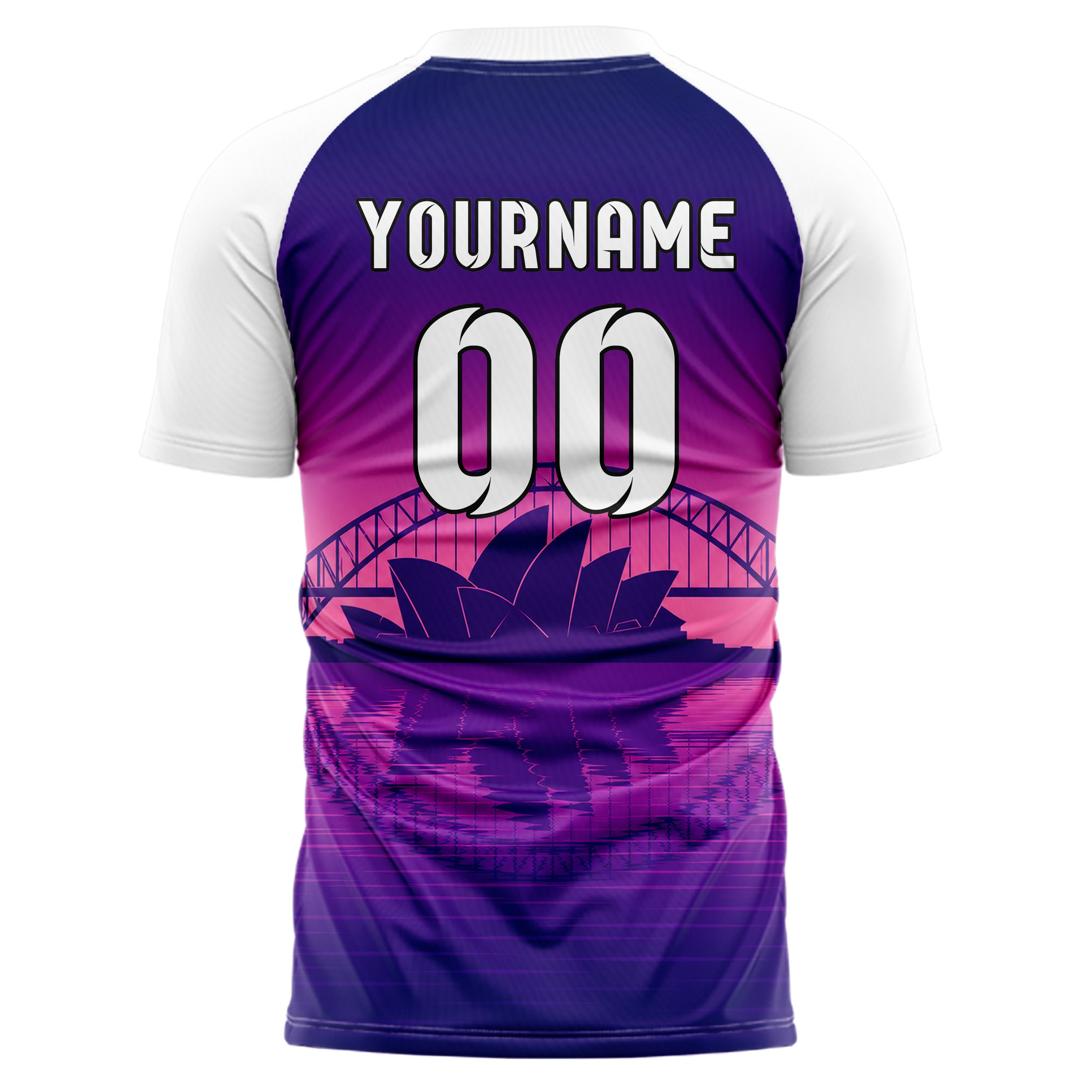 Lila Sydney Skyline Design 15-0286 individuelles Fußballtrikot back