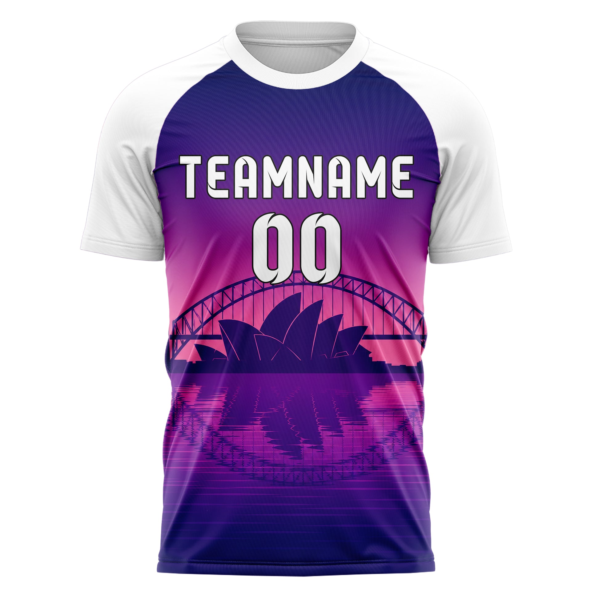 Lila Sydney Skyline Design 15-0286 individuelles Fußballtrikot front