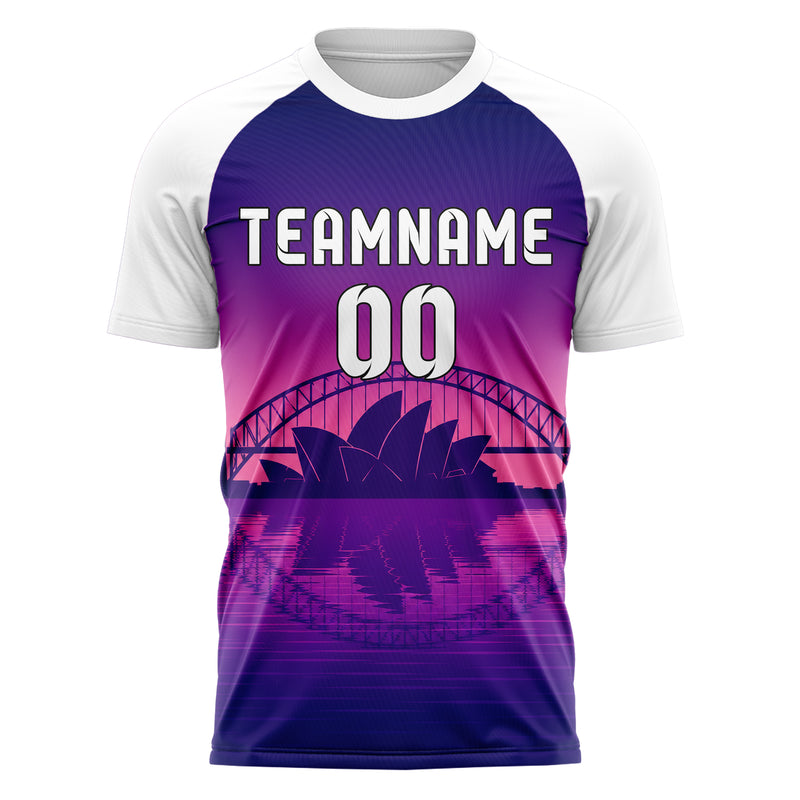 Lila Sydney Skyline Design 15-0286 individuelles Fußballtrikot front
