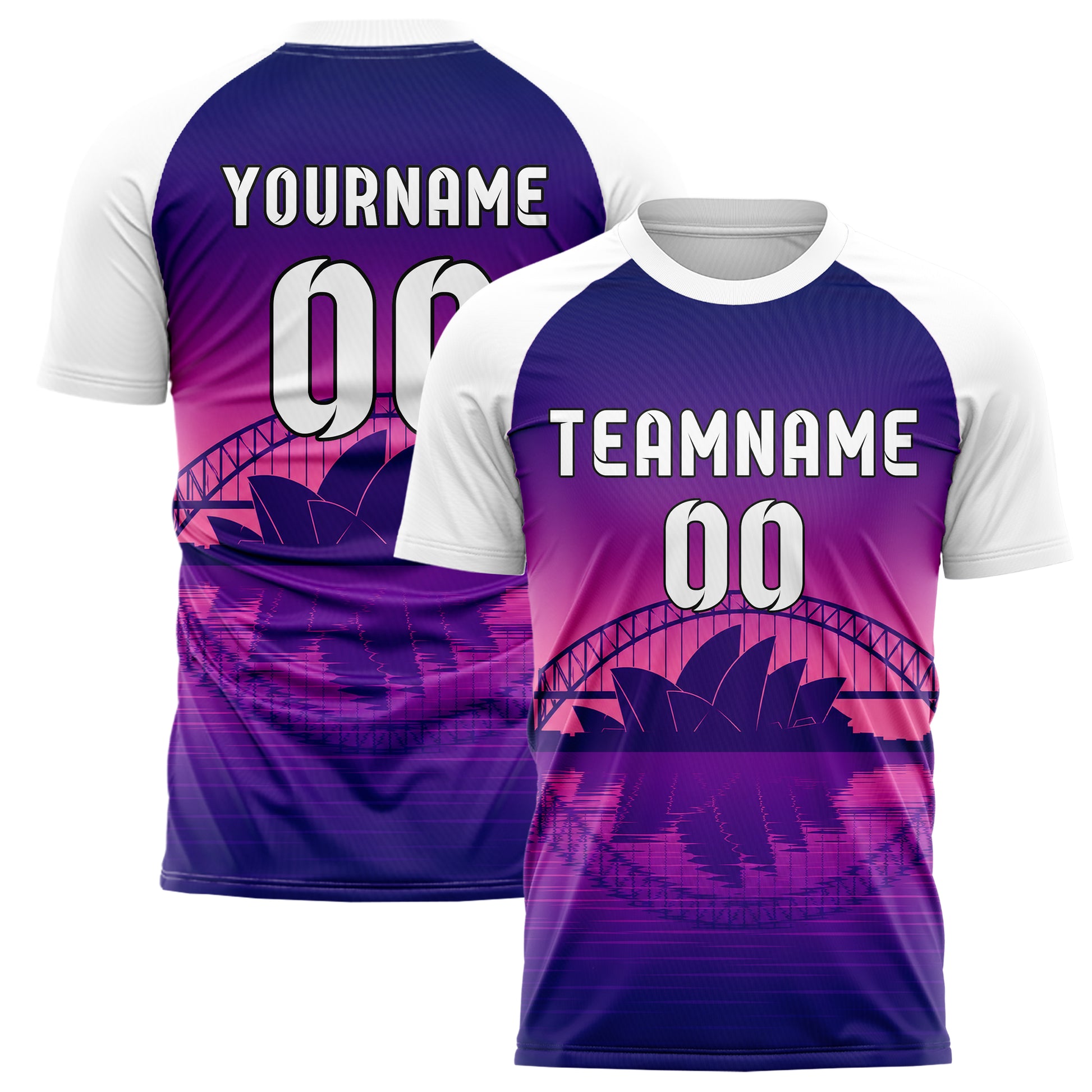 Lila Sydney Skyline Design 15-0286 individuelles Fußballtrikot main