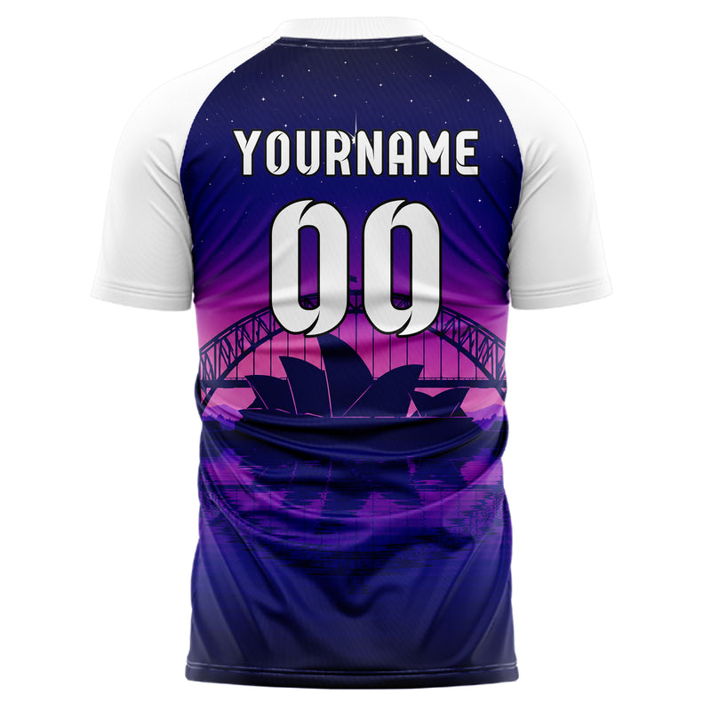 Marineblau Sydney Skyline Design 15-0289 individuelles Fußballtrikot back